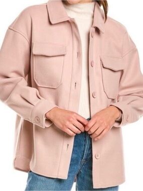 Avec Les Filles Blush Pink Shacket Jacket Soft Luxe Button Front Size Large